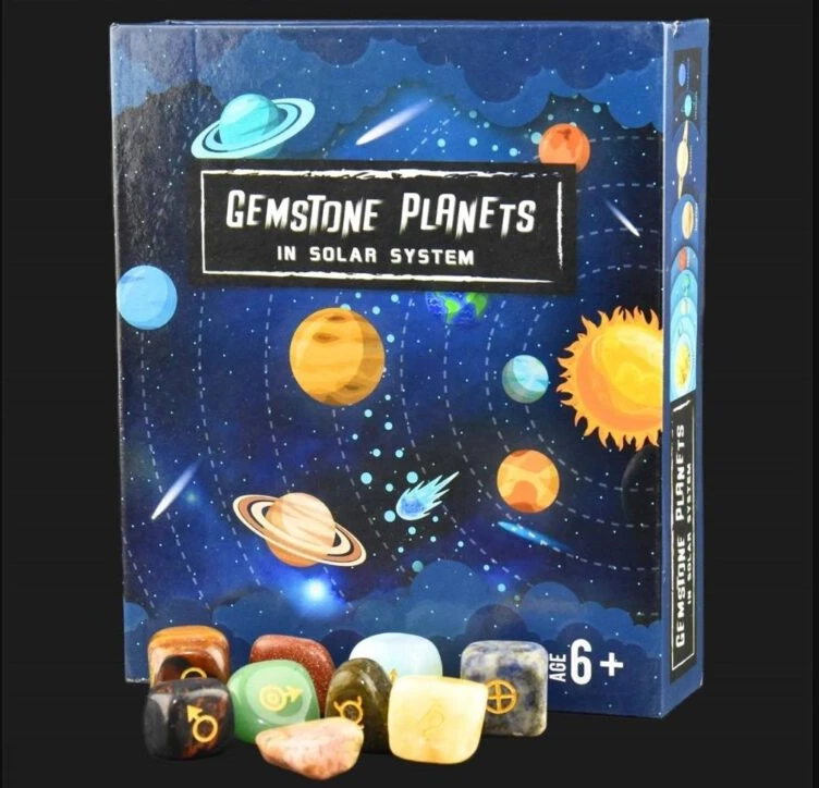 Dėlionė Hobilt Saulės sistemos planetų brangakmenių rinkinys vaikams, 15 cm