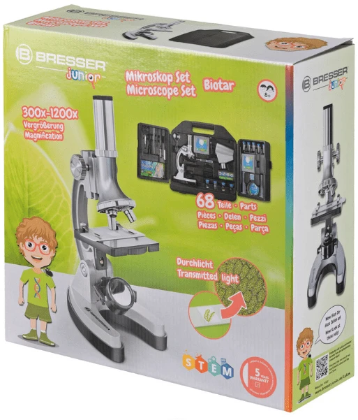 Mikroskopas Bresser Junior mikroskopų rinkinys 300x-1200x su dėklu