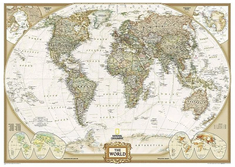 Dėlionė National Geographic antikinis pasaulio sieninis žemėlapis 193x295 cm 1:11,7 mln.