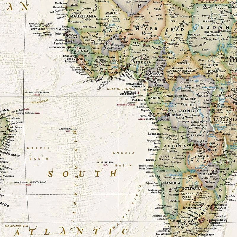 Dėlionė National Geographic antikinis pasaulio sieninis žemėlapis 193x295 cm 1:11,7 mln.