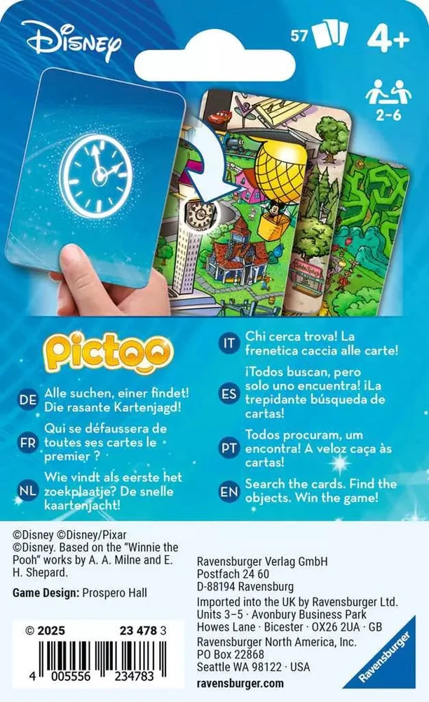 Dėlionė Ravensburger kortų žaidimas „Pictoo Disney“, 2–6 žaid., nuo 4 m.