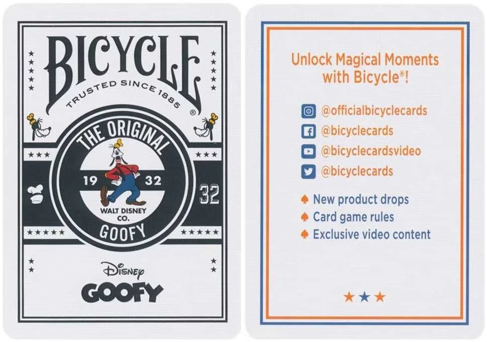 Disney Goofy Bicycle žaidimo kortos – oranžinė kaladė kolekcionieriams