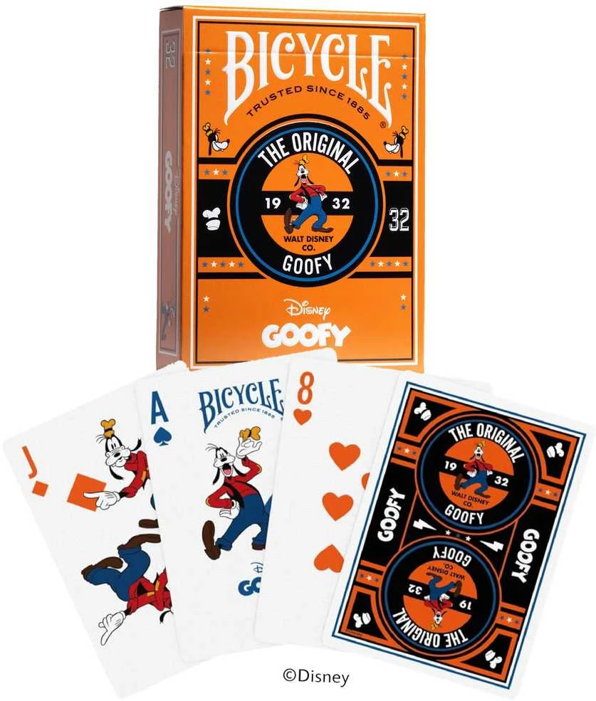 Disney Goofy Bicycle žaidimo kortos – oranžinė kaladė kolekcionieriams