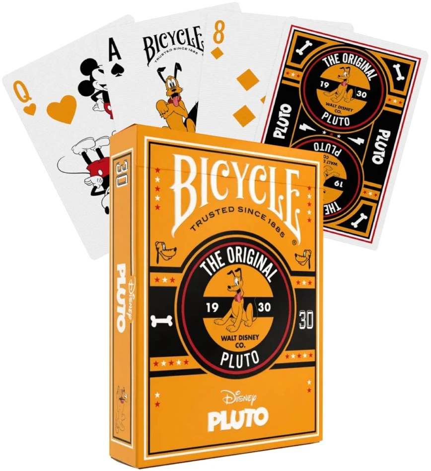 Kortų Žaidimas - Bicycle Disney Classic Pluto 52 Kortos Ir 2 Džokeriai, 63.5 × 88.9 mm, Oranžinė