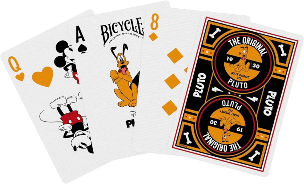 Kortų Žaidimas - Bicycle Disney Classic Pluto 52 Kortos Ir 2 Džokeriai, 63.5 × 88.9 mm, Oranžinė