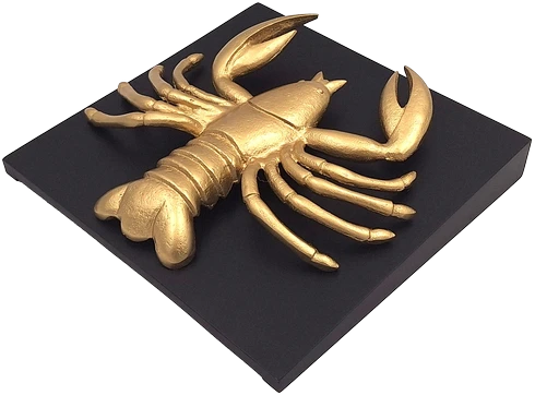 Divine Dekor Auksinė Zodiako Vėžio statulėlė su juodu mediniu pagrindu – namų dekorui