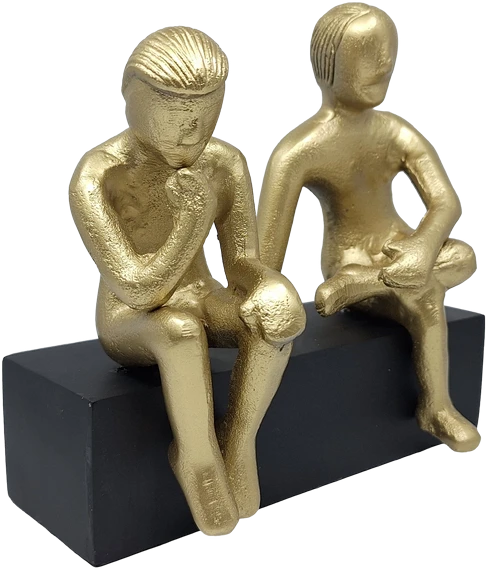 Divine Dekor Dvyniai – moderni auksinė zodiako figurėlė ant medinio pagrindo