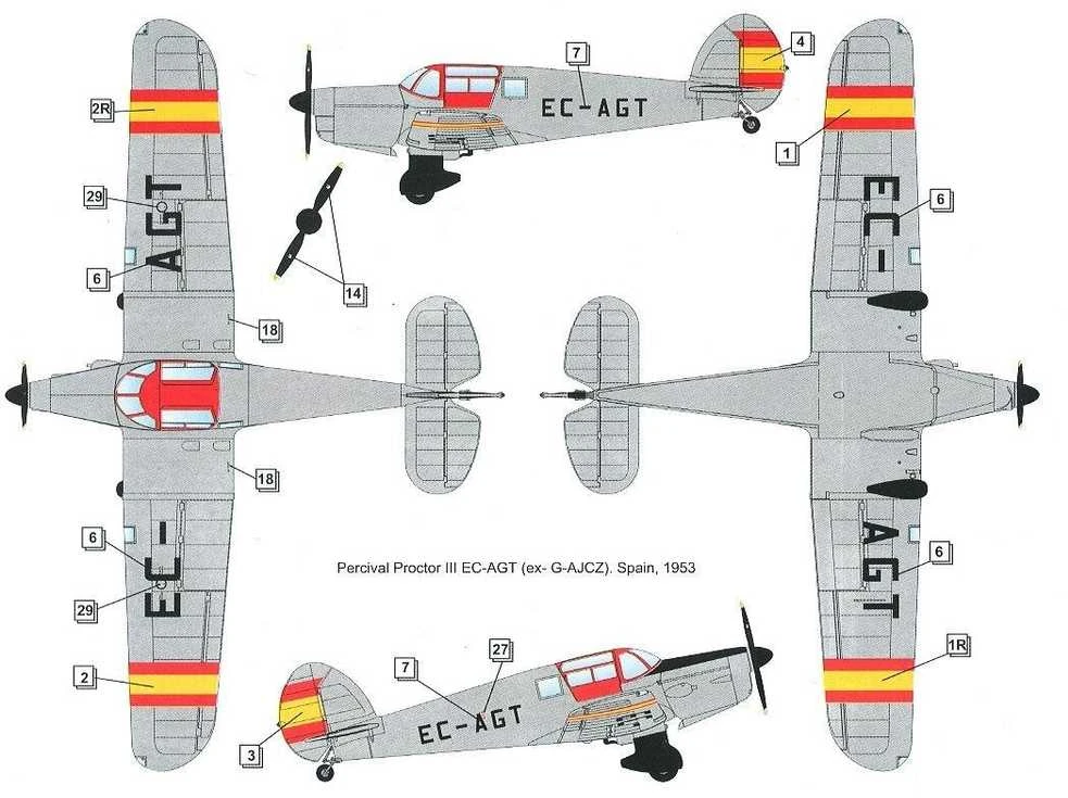 Dora Wings Percival Proctor Mk.III civilinis 1/48 – plastikinis lėktuvo modelis