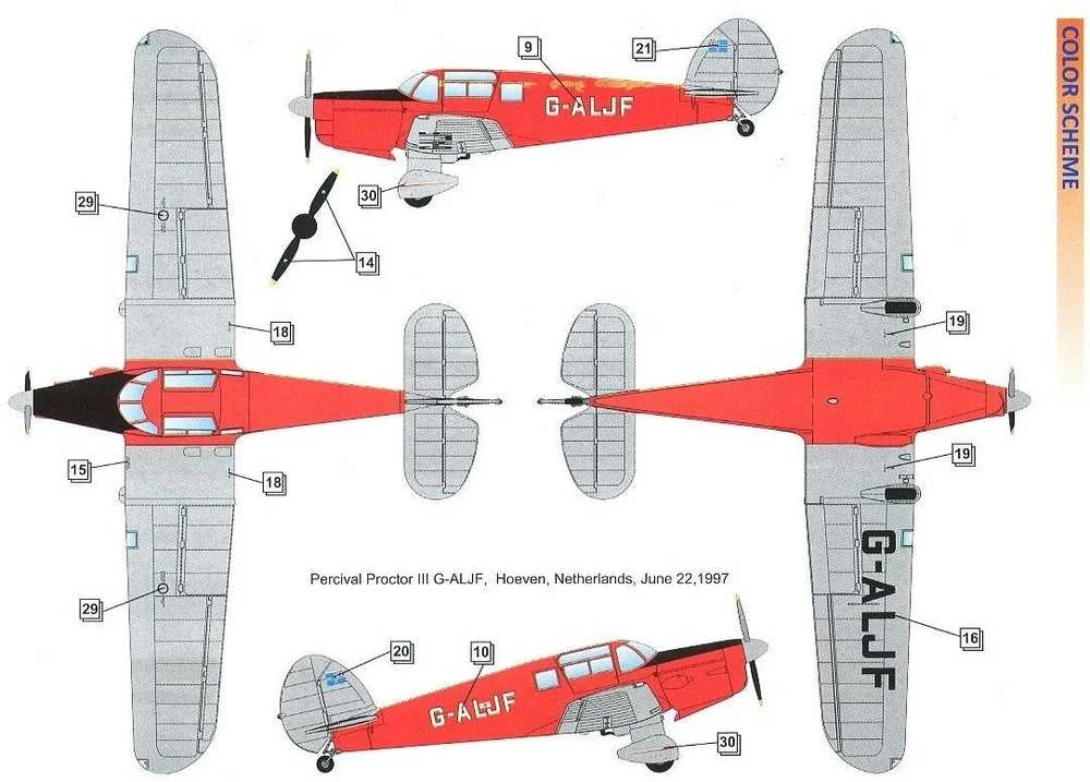 Dora Wings Percival Proctor Mk.III civilinis 1/48 – plastikinis lėktuvo modelis