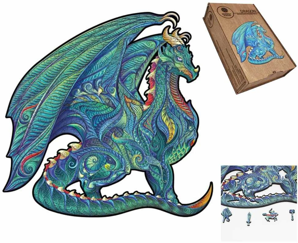 Fantasy Puzzles Dragon Dėlionė Iš Medžio XL Dydis (870 detalių)