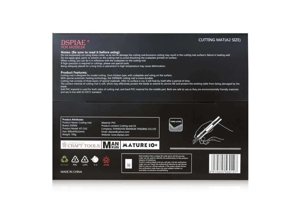 DSPIAE AT-CA2 A2 pjaustymo kilimėlis, 2 mm, dvipusis, su gradacija
