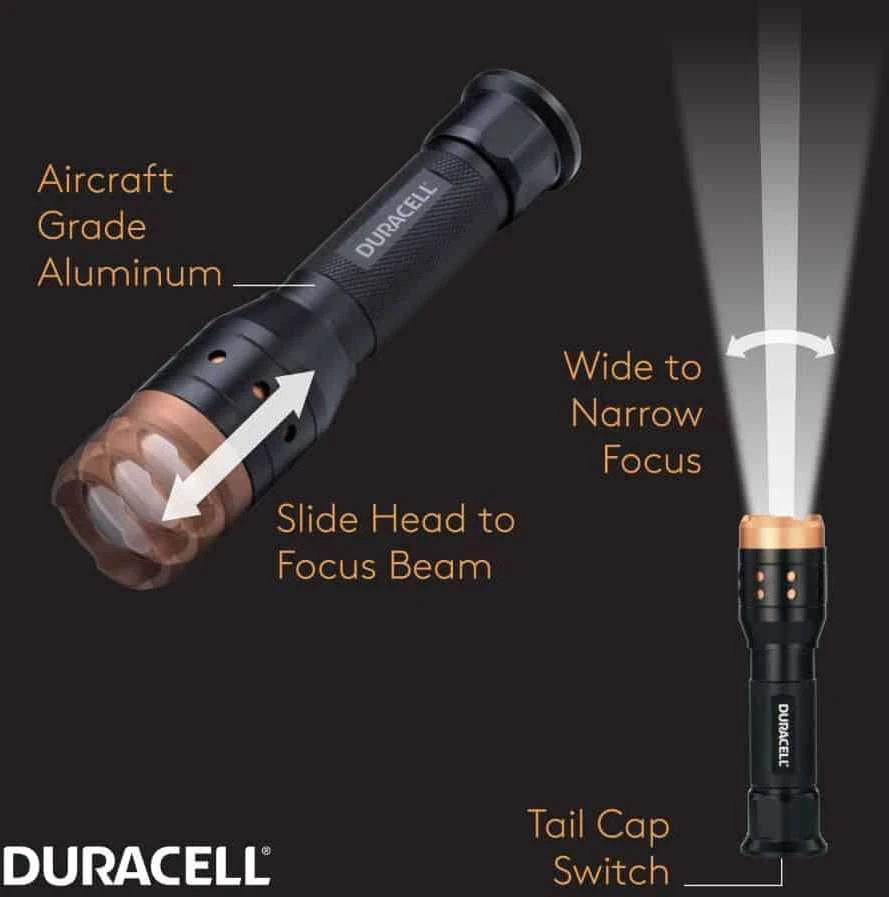 Duracell Aluminum Focusing LED Flashlight 350 Lumens prožektorius