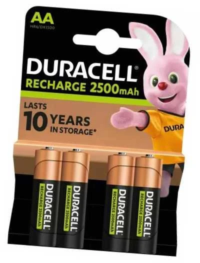 Duracell AA 2500mAh NiMH įkraunamos baterijos, 4 vnt.