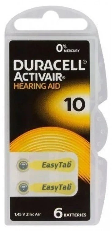 Duracell Activair 10 klausos aparatų baterijos, 60 vnt. (cinko-oro)
