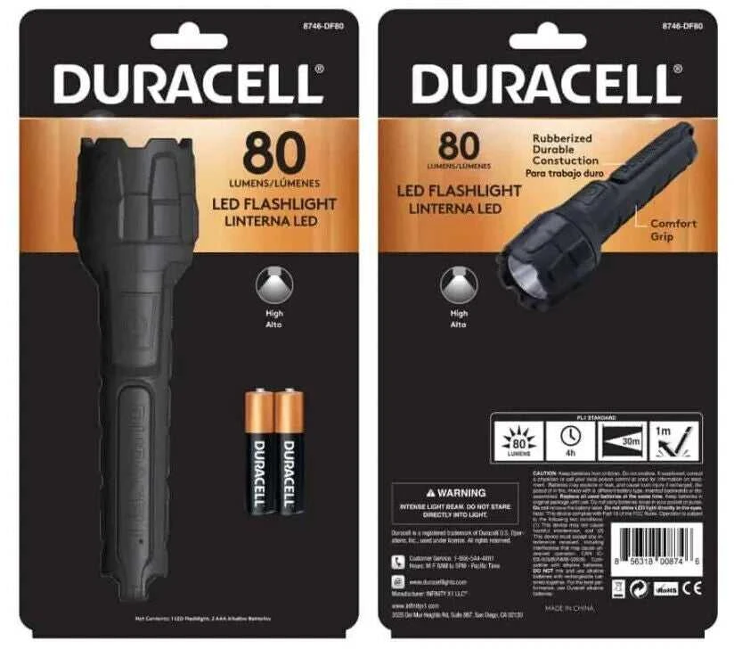 Baterijų Lemputė - Duracell LED Prožektorius su Guma
