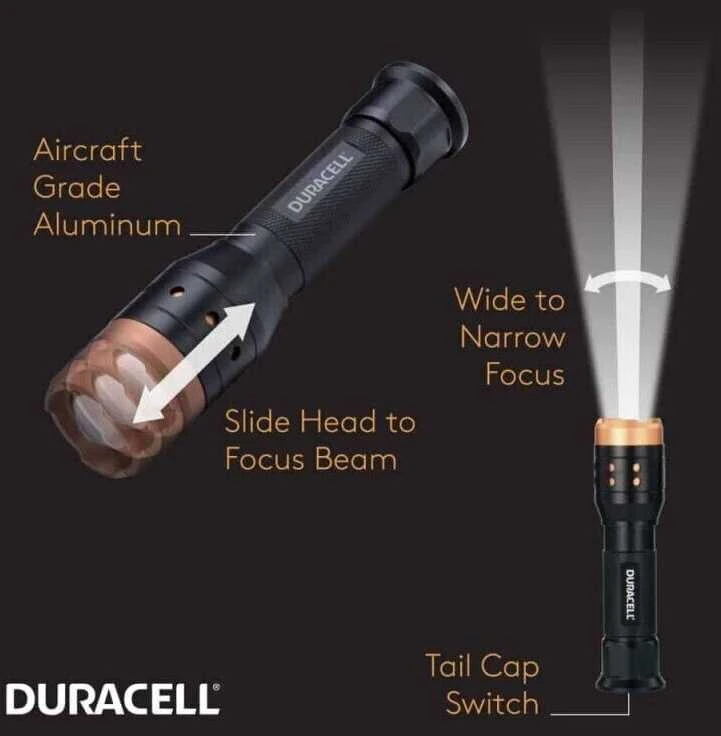 Duracell Aluminum Focusing LED Flashlight 700 Lumens prožektorius