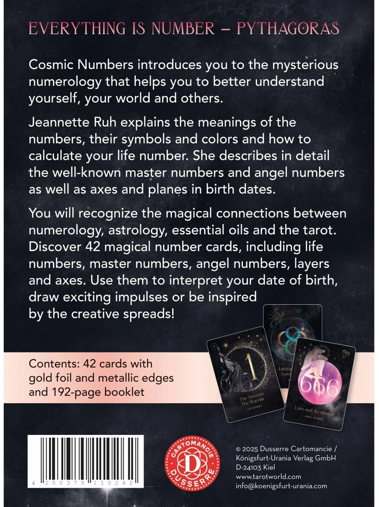 Dusserre Cartomancie Divinacijos Kortų Rinkinys - Dusserre Cosmic Numbers 42 Magical Number Cards