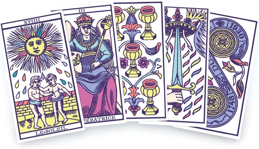 Dusserre Cartomancie Dusserre Tarot de Marseille Pastel taro kaladė, 80 kortų