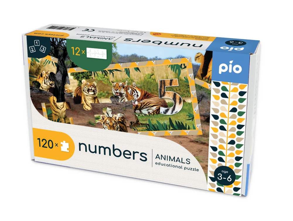 PIO Lavinanti dėlionė NUMBERS - ANIMALS, 3-6 metų vaikams