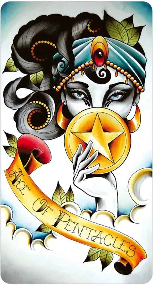 Us Games Systems Taro kortos - Aštuoni Monetų Tatuiruotės Tarot Mini Leidimas 78 Kortos 4.0 x 7.5 cm