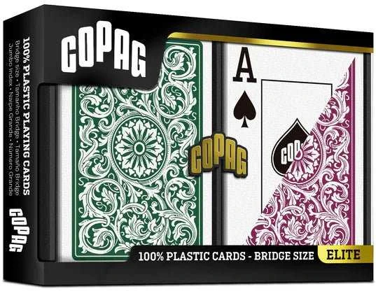 Copag Elite Bridge Jumbo Index Žaidimo Kortos Dviguba Kaladė (bordo Ir Žalios)