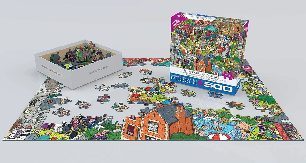 Eurographics 500 dalių dėlionė „What Could Go Wrong?“ – kokybiška, 9+ vaikams ir šeimai