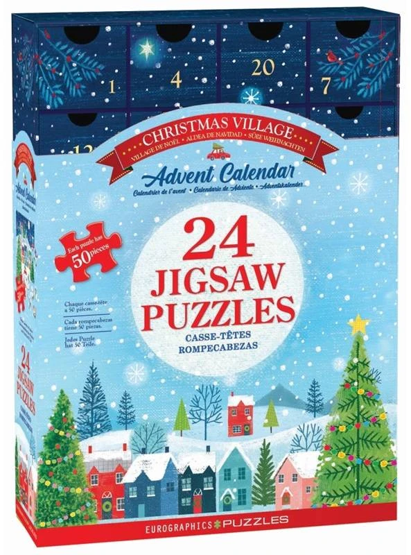 Dėlionė Eurographics Advento dėlionių kalendorius Kalėdų kaimelis – 24×50 detalių