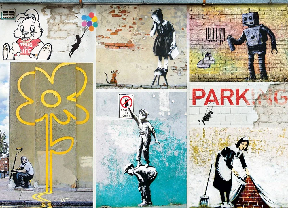 Eurographics Banksy gatvės meno dėlionė 1000 detalių – premium kokybė 12+