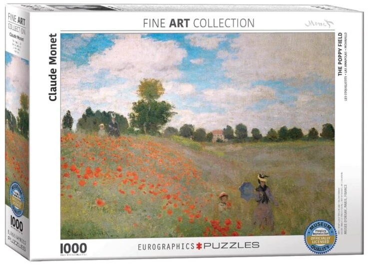 Eurographics Claude Monet „Aguonų laukas“ 1000 detalių dėlionė 50x70 cm