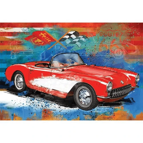 Eurographics Corvette Cruising 550 dalių dėlionė metalinėje dėžutėje su plakatu