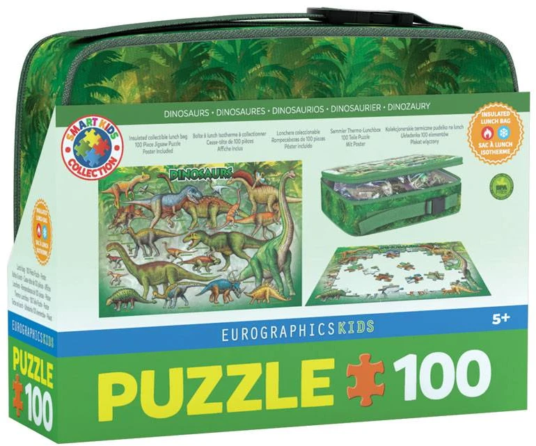Eurographics Dinozaurų 100 dalių dėlionė pietų dėžutėje – vaikams nuo 10 m.
