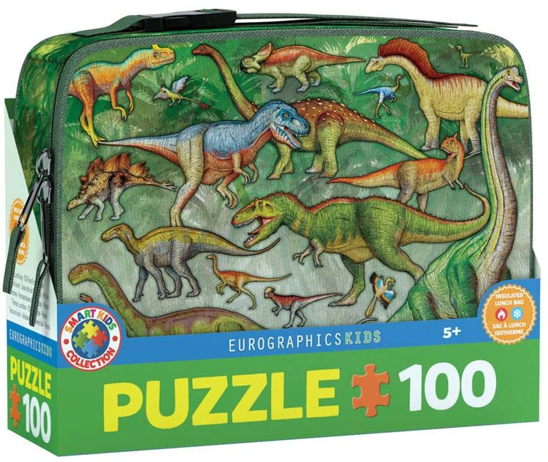 Eurographics Dinozaurų 100 dalių dėlionė pietų dėžutėje – vaikams nuo 10 m.