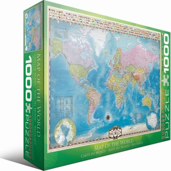 Eurographics Edukacinė dėlionė: Pasaulio žemėlapis su vėliavomis, 1000 detalių