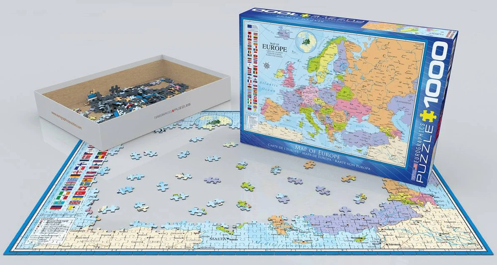 Eurographics Europos žemėlapio dėlionė 1000 detalių – 50x70 cm, iš perdirbto popieriaus
