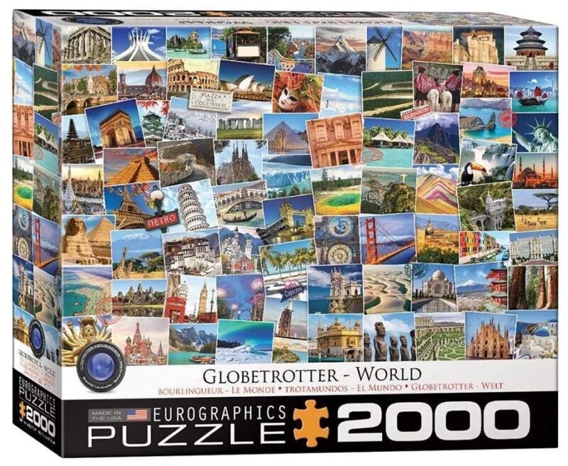 Eurographics „Globetrotter“ pasaulio dėlionė 2000 dalių – muziejinė kokybė, 8+