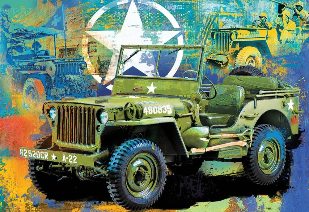 Eurographics Jeep 550 dalių dėlionė metalinėje dėžutėje – karinis džipas 8+