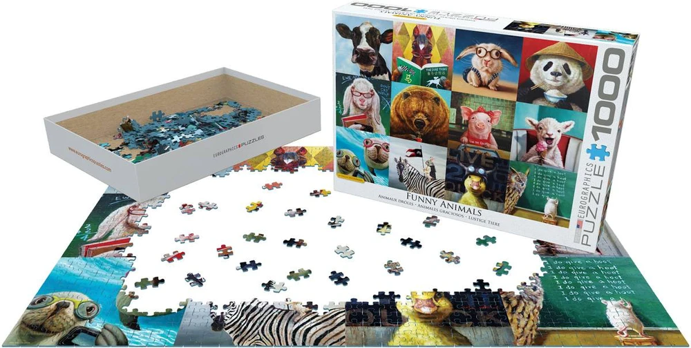 Eurographics Juokingų gyvūnų dėlionė 1000 dalių – premium kokybė, nuo 8 m.