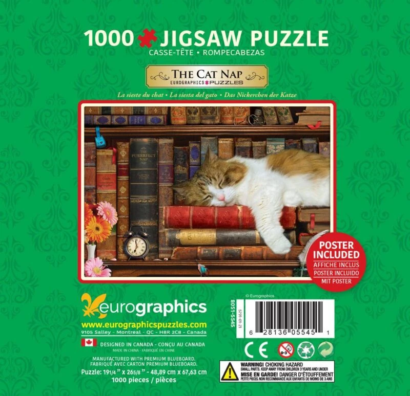 Eurographics Katės miegelis – 1000 detalių dėlionė skardinėje dėžutėje, eko kokybė