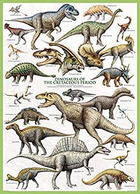 Eurographics Kreidinio periodo dinozaurai – 1000 detalių edukacinė dėlionė 50x70 cm