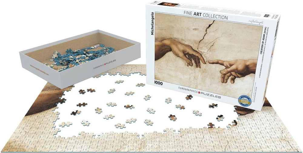 Eurographics Michelangelo „Adomo sukūrimas“ 1000 detalių dėlionė, muziejinė kokybė