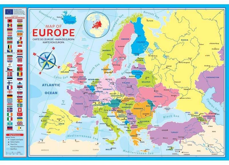 Eurographics Mokomoji Europos žemėlapio dėlionė vaikams 200 detalių – premium kokybė