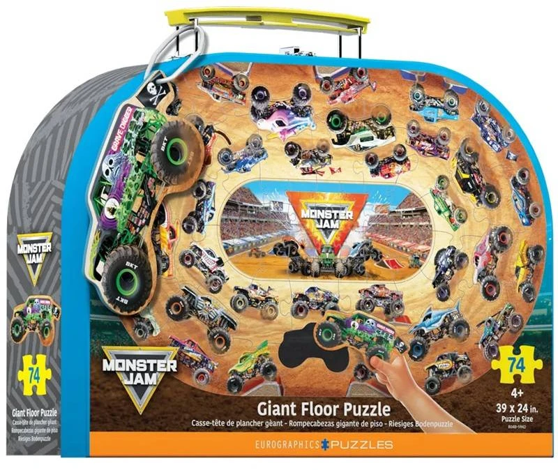 Eurographics Monster Jam milžiniška grindų dėlionė vaikams 74 det. 61×99 cm