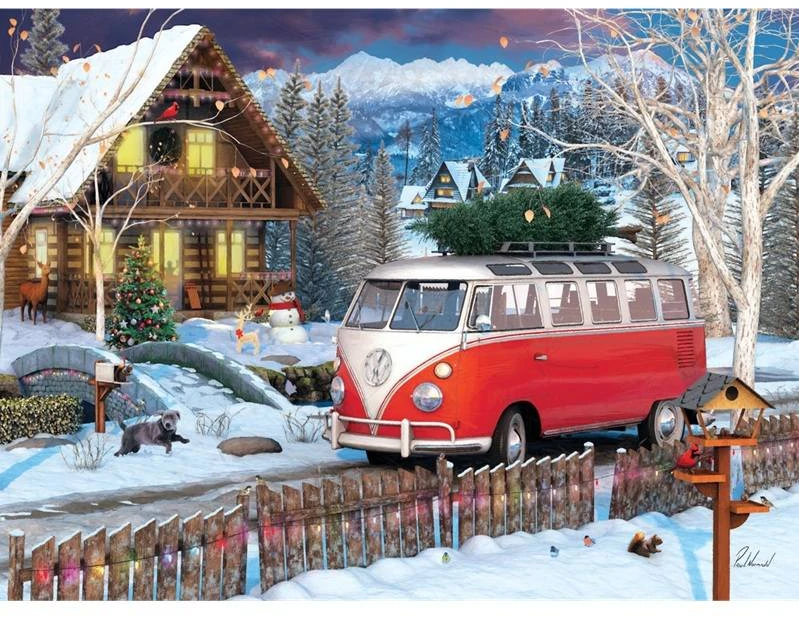 Eurographics Volkswagen Kalėdinio autobusiuko dėlionė 550 det. skardinėje dėžutėje
