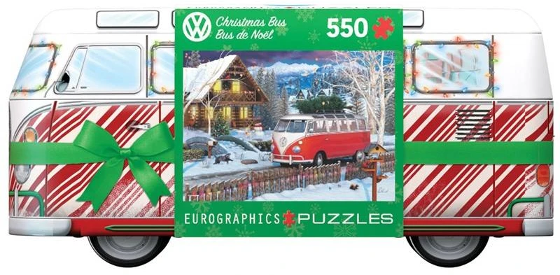 Eurographics Volkswagen Kalėdinio autobusiuko dėlionė 550 det. skardinėje dėžutėje