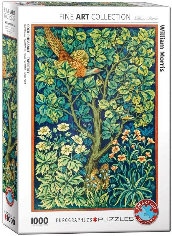 Eurographics William Morris „Fazano patinas“ 1000 detalių meno dėlionė su „Smart Cut“ technologija