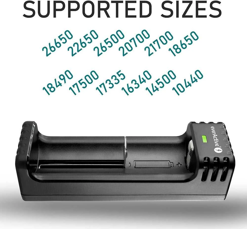 everActive universalus 1 x Li-ion akumuliatorių kroviklis LC100