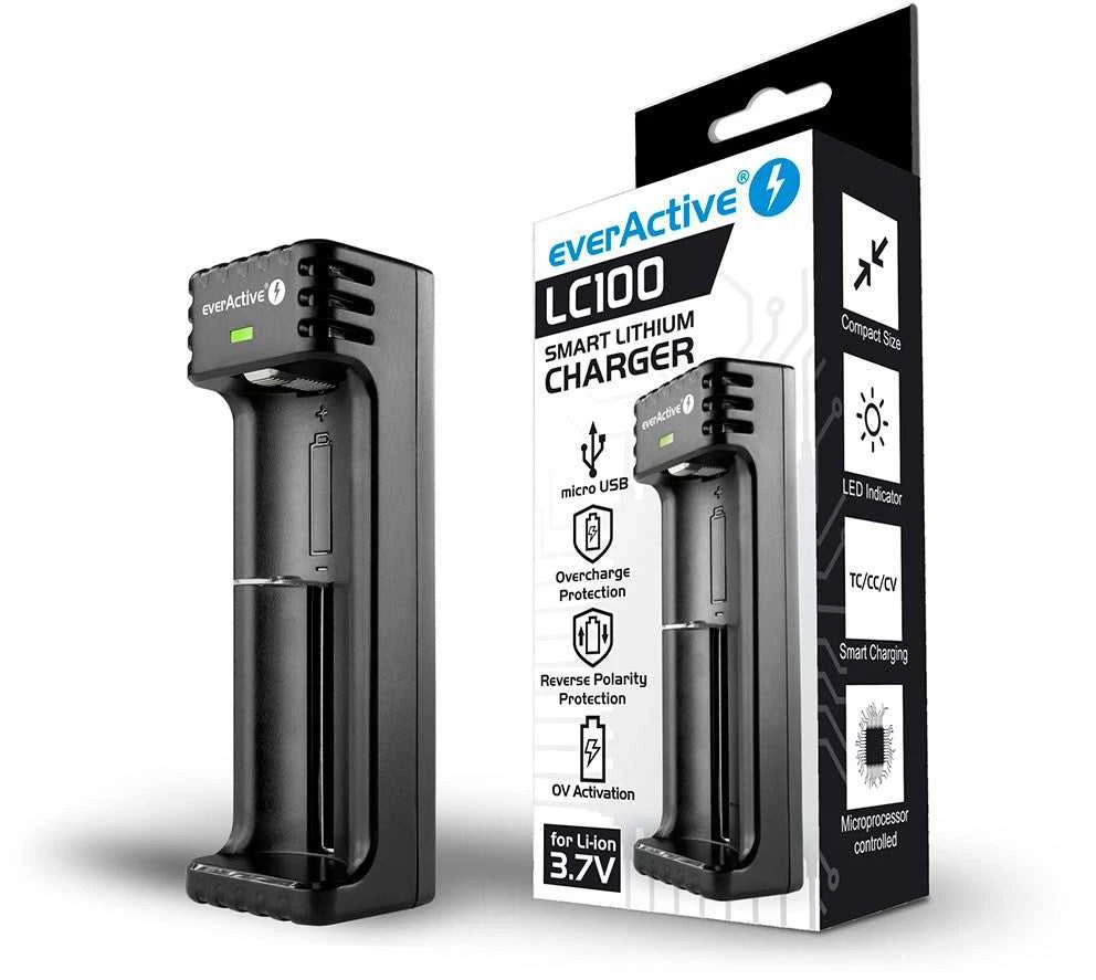 everActive universalus 1 x Li-ion akumuliatorių kroviklis LC100