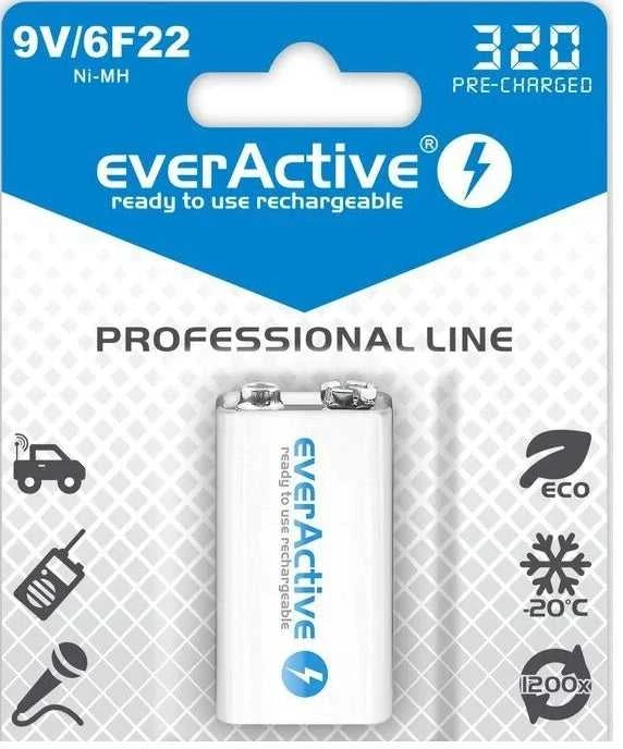 everActive Professional paruoštas naudojimui 9V 320mAh akumuliatorius, 1 vnt.