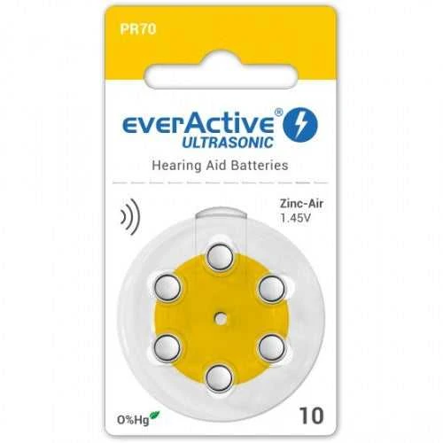 Everactive Ultrasonic 10 klausos aparatų baterijos PR70, 60 vnt.