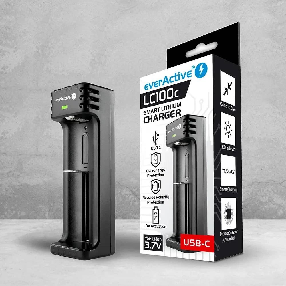 Įkroviklis - everActive LC-100C Smart Lithium USB-C 1000 mA